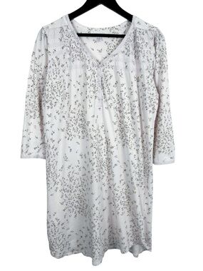 Carole Hochman Dainty Floral Nightgown Size Small 100% Cotton Cream/Purple